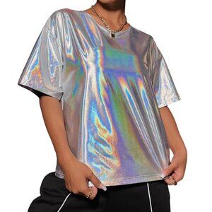 Holographic Drop Shoulder Tee